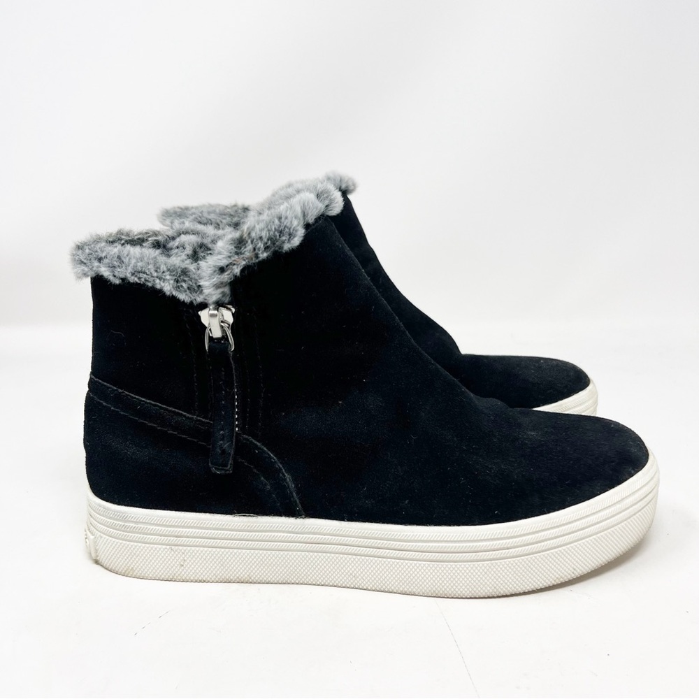 DOLCE VITA BLACK SUEDE SIDE ZIP FAUX FUR LINED HIGH TOP SNEAKERS BOOTIES SZ 7